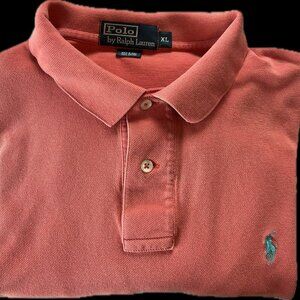 POLO Ralph Lauren Men's Coral Cotton Mesh/Piqué Knit Polo Shirt - Classic Fit XL